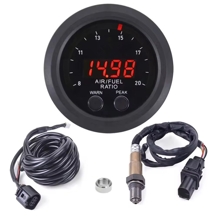 Universal 52MM S-Serie Autometer Air Fuel Ratio Gauge Ultra-Thin Round LED Digital Display with Wideband O2 Oxygen Sensor 12V