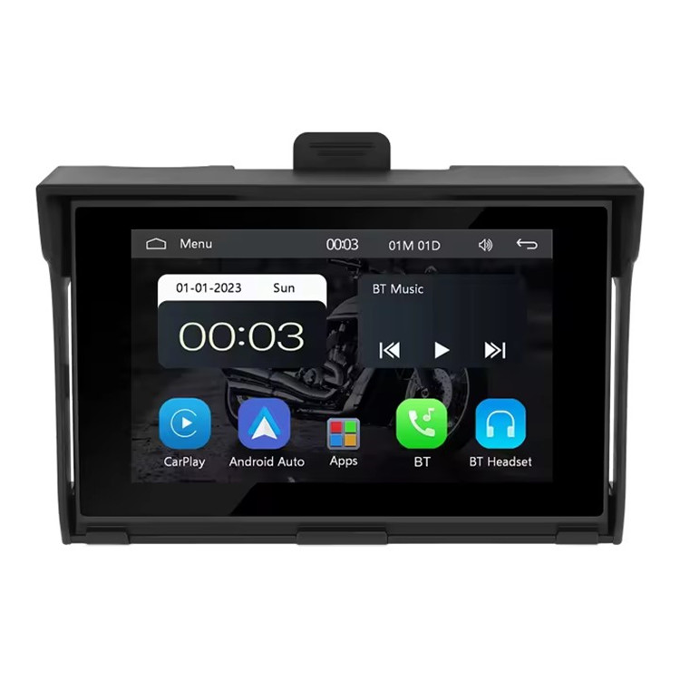 Portable Wireless Motorcycle Carplay 5 Inch Monitor Screen Android Auto GPS Waterproof Airplay Android Cast EQ BT