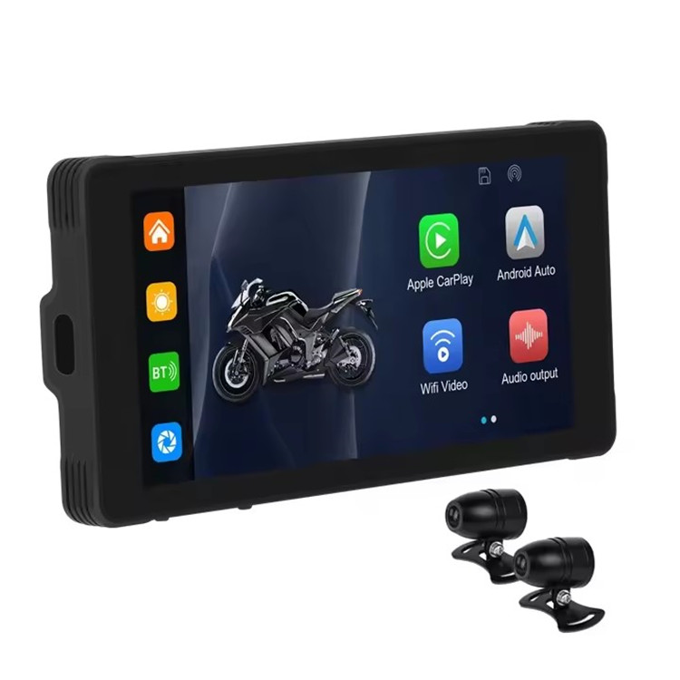  Portable Waterproof Gps for Motorcycles Carplay Screen Android Auto DVR BT Type-C SWC Camera 