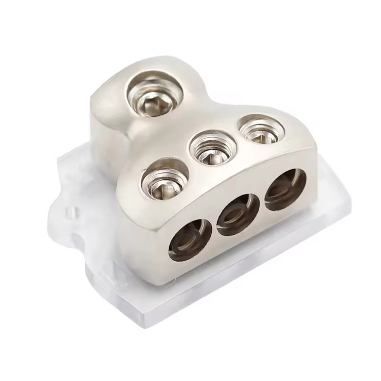 3 Way Power Distribution Block Automotive 0/2/4 AWG Gauge in 4/8/10 Gauge Out Car Audio Stereo Amp Distribution Connecting Block for Aud