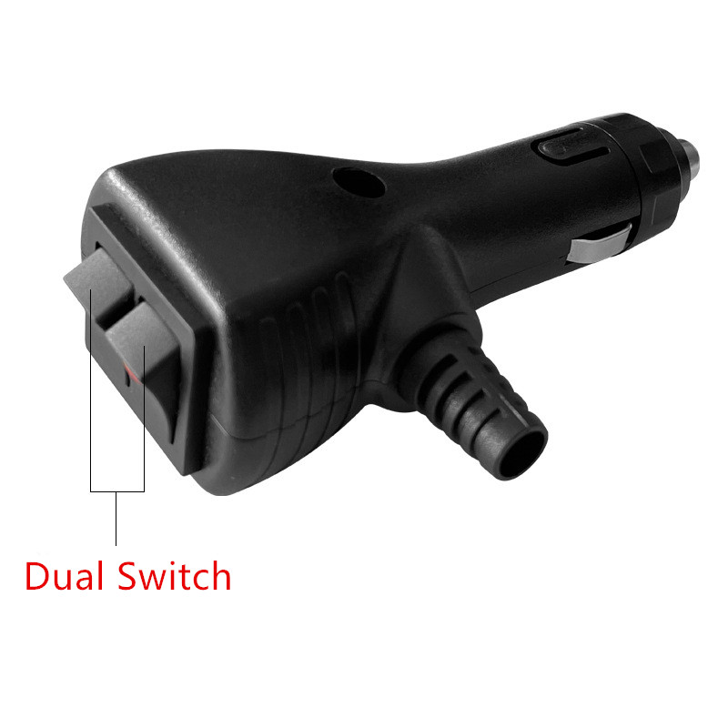 10A 5A 12/24V dual switch cigarette lighter plug with led indicator light